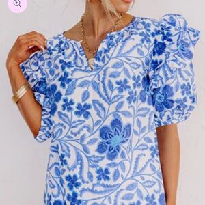 Floral Blue Women's Top